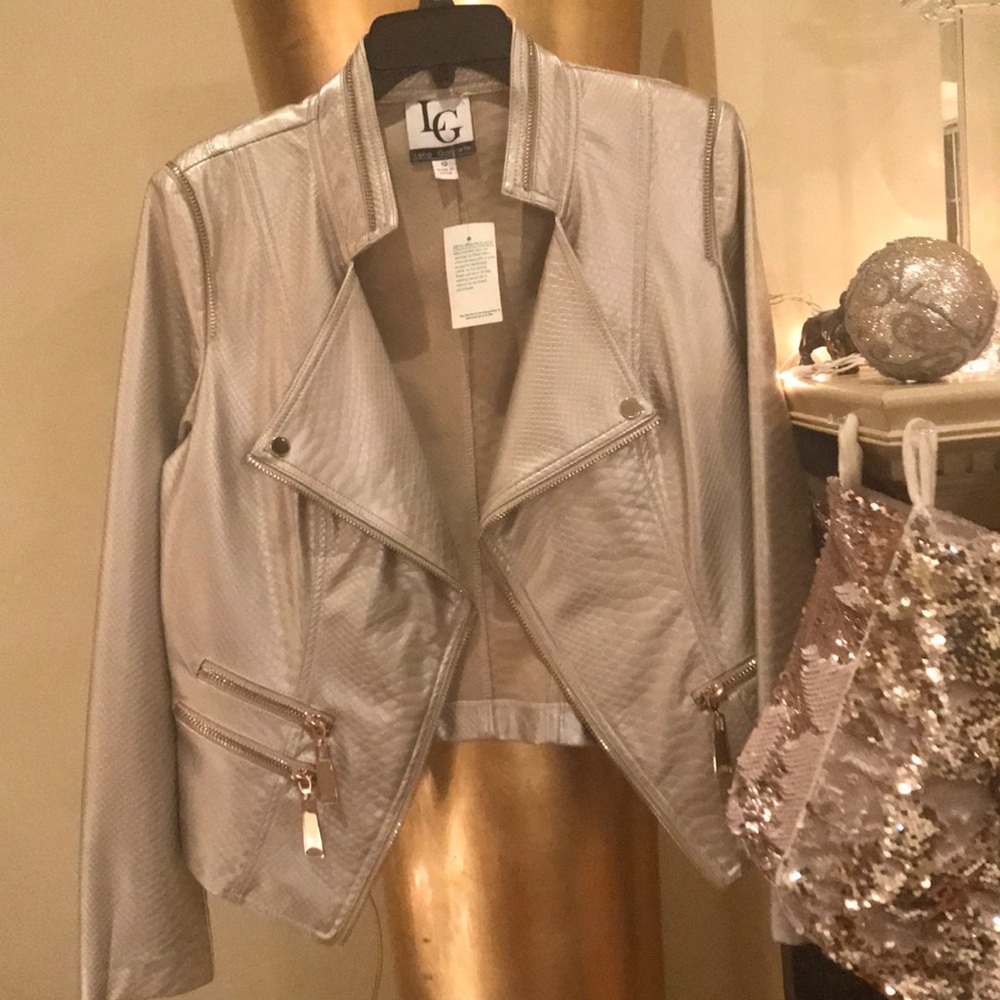 Metallic gold faux snake skin shimmering jacket